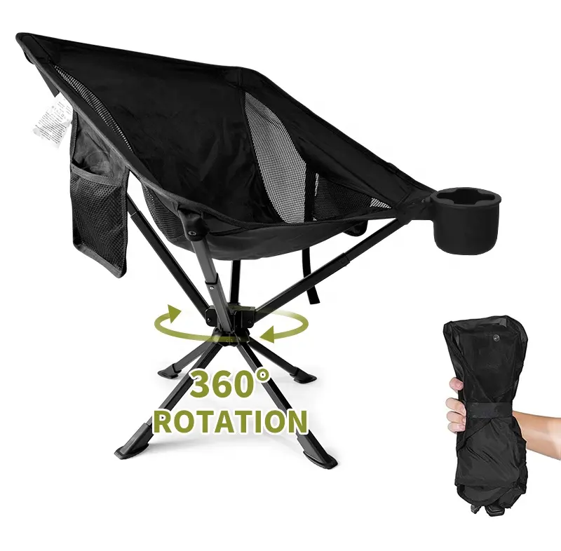 360 Degree Swivel Manufacturer Customized Lightweight Aluminum outdoor Folding Rotatable CLIQ beach Chair Camping Chair