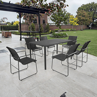 Ensemble table et chaises de salle à manger KD personnalisable, moderne, durable, en acier, imperméable, noir, meubles d'extérieur, salon, patio/cour