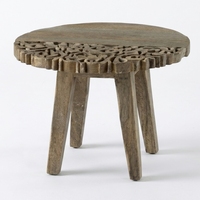 Table basse ronde en bois massif Layla, 50 cm, table centrale en bois artisanale pour salon, meubles de maison