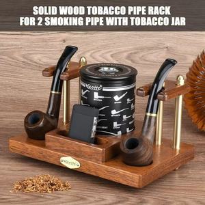 Soporte de madera para pipas Scottie con caja de almacenamiento para tabaco, organizador de escritorio para pipas de fumar, regalo. - Product Image 4