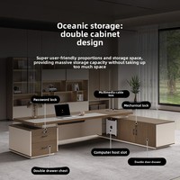 Ensemble de bureau et chaise de direction de luxe XTLBZ-101X, bureau de PDG en forme de L moderne et simple avec armoire latérale, mobilier de bureau commercial