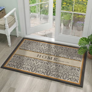 Tapis de porte rectangulaire antidérapant en fibre de polyester pour salon, entrée, motif Paisley - Product Image 2