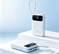 Batterie externe Type-C 22,5W 10000mAh 20000mAh avec écran LED, 3 câbles intégrés, double USB, chargeur portable, logo personnalisé