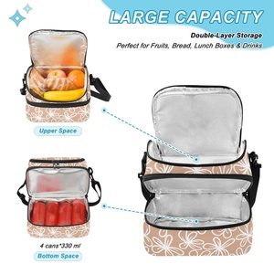 Customized Puakenikeni Floral Print Portable Thermal Lunch Reusable Tote Bag Recyclable Insulated Cooler Bag for School Snark - Product Image 5