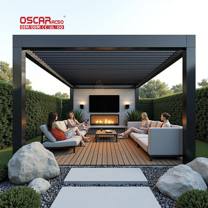 Outdoor Patio <b>Garden</b> Gazebo <b>Pool</b> Retractable Roof Led Lighting Custom Motorized Canopy Factory China Aluminum Louvered Pergola R - Product Image 1
