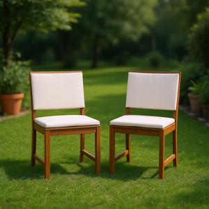 Chaise de jardin en bois d'acacia avec coussin, design minimaliste, mobilier d'extérieur, 2 pièces, bois massif brun, pieds coniques - Product Image 3