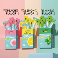 Bain de bouche naturel menthe citron pêche 10ml 20 bandelettes sans alcool pour une haleine fraîche et un nettoyage buccal et dentaire en profondeur, bain de bouche probiotique portable