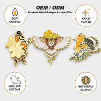 Broche personnalisée OEM en émail motif animal, oiseau, floral, en alliage de zinc, badge de revers sur le thème de la nature et de la faune, design artistique personnalisé, accessoire vestimentaire, cadeau