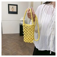 Bolso Bandolera Pequeño de Verano Estilo Coreano Más Vendido con Diseño Calado de Cuerda de Algodón Tejida y Forro de Polialgodón
