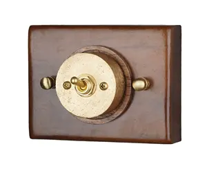 120 MM* 90 MM Black Walnut Panel Brass Lever 2 Way Toggle Switch Solid Wood Wall Light Retro Switch Socket