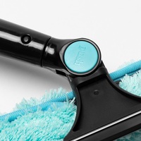 Nettoyeur de vitres 2-en-1 en acier et plastique Tête pliable pour le nettoyage des vitres hautes intérieures/extérieures