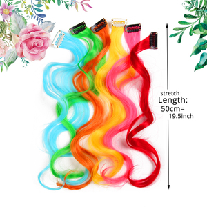AliLeader 20 pollici capelli sintetici Clip In un pezzo onda capelli ricci evidenziano coloratissimi capelli arcobaleno <span class=keywords><strong>extension</strong></span> per le ragazze - Product Image 3