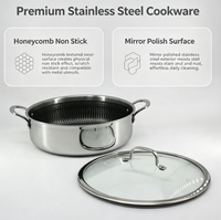 Marmite à soupe en acier inoxydable 3 plis grande capacité, batterie de cuisine nid d'abeille, casserole compatible induction pour la cuisine