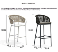 Chaise de bar d'extérieur moderne en corde tressée haut de gamme OEM ODM avec dossier pour villa, parc, patio, balcon, terrasse, hôtel, mobilier de loisirs
