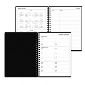 Carnet de planification quotidienne et horaire à spirale, couverture rigide noire, impression personnalisée, vente en gros, idéal comme cadeau - Product Image 1