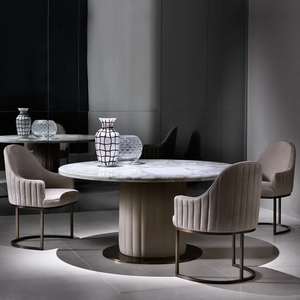 Silla de Comedor Exclusiva Italiana de Nubuck con Reposabrazos Metálicos, Sillón Moderno para Sala de Estar - Product Image 4