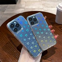 Casing Ponsel Anti Benturan Laser Aurora Clear Glitter Love Heart untuk iPhone 17 Pro Max Air 16 Plus 15 14 13 12 Pro Max 11