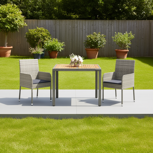 Modular <b>Grey</b> Pe Rattan Garden Dining Set 2 Seater Steel <b>Frame</b> Contemporary Outdoor Furniture - Product Image 2