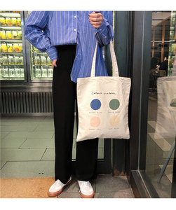 批发新鲜色块印花棉帆布手提包单肩斜挎包大号沙滩包女式包 - Product Image 4