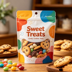 Custom Design Round HoleStand up Pouch Retail Display Ziplock <b>Bags</b> Matte Finish Heat Sealable Candy Nut Food Packaging <b>Bag</b> - Product Image 1