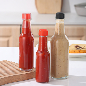 Offre Spéciale mini bouteilles vides de sauce chili 100ml 150ml 250ml capacité forme plate bouchon à vis en plastique sauce piquante tomate <span class=keywords><strong>Tabasco</strong></span> stockage - Product Image 5