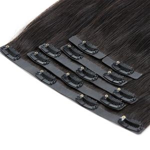Highknight PU <span class=keywords><strong>Invisible</strong></span> Clip en extensiones de cabello 100% cutícula alineada cabello humano hueso recto sin costuras Clip en extensión de cabello - Product Image 1