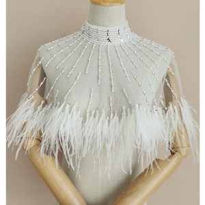 QUEENS GOWN Lace Wedding Top Short Cape Ortrich Feather Accesorios DE BODA Boleros nupciales - Product Image 3