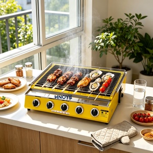 Barbecue au gaz commercial à 4 brûleurs en acier inoxydable pour restaurant - Product Image 5