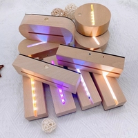 Vente en gros sur mesure Base de lampe LED 3D ovale en hêtre Support de veilleuse USB Base de lumière LED en bois pour acrylique