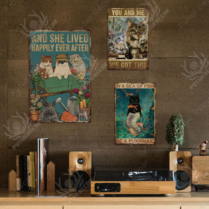 Putuoの装飾多くの選択かわいい猫の金属プラークサインヴィンテージティンアートサイン家の装飾ティンサイン - Product Image 6