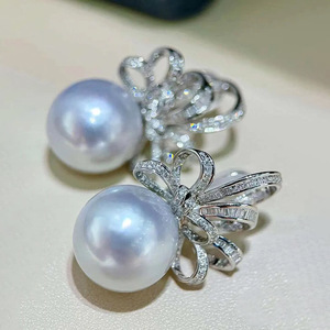 Orecchini a perno con fiocco e perline per donna, design dolce ed elegante, accessori per l'orecchio da indossare tutti i giorni - Product Image 5