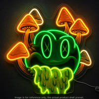 Enseigne néon LED psychédélique avec visage souriant et champignons, pour publicité, bars, parcs et décoration murale de mancave