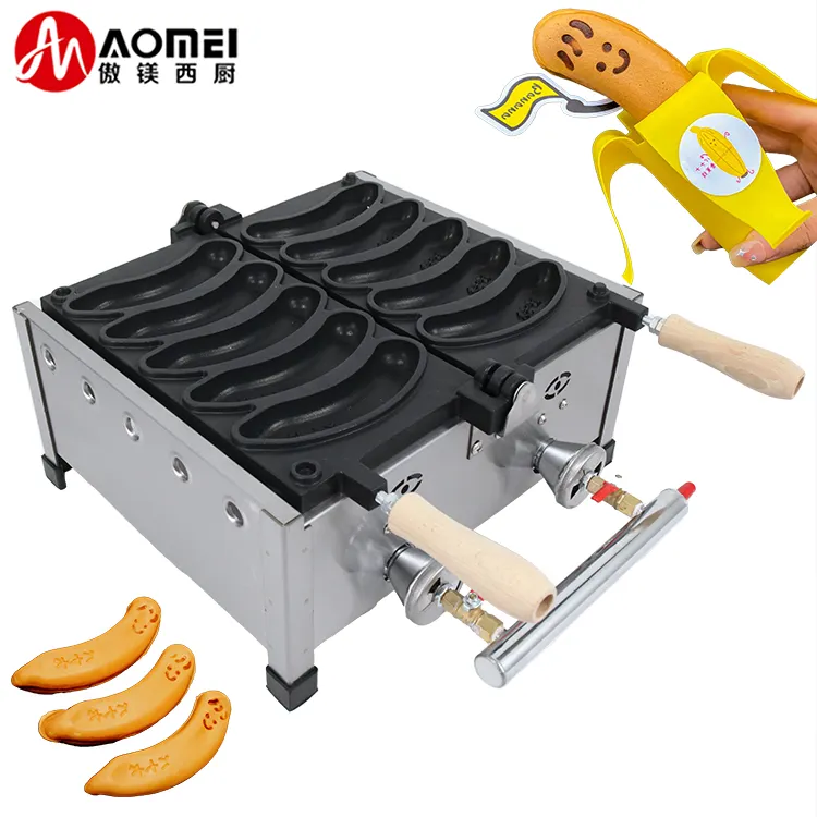 Fashion Design Lpg Ng Gas Electric Long Waffle Maker Banana Shape Stick Commercial Waffle Maker