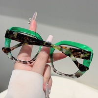 Lunettes de vue œil-de-chat à monture large imprimé léopard, style européen et américain, tendance et sexy pour femme