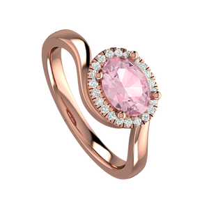925 Sterling Silver Rose Gold Plated Oval Pink <b>CZ</b> Halo Engagement <b>Ring</b> White <b>CZ</b> Accents | Women's Trendy Elegant Fashion Jewelry - Product Image 5