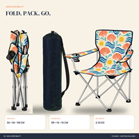 Chaise portable d'extérieur robuste avec accoudoirs, porte-gobelet et motif logo personnalisé pour Sunny Coast
