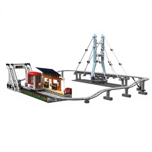 Yuxing Model King Street Scene 16052 <b>Plastic</b> Railcar Building <b>Block</b> Set Educational Assembly Toy Ages 8-13 Unisex 800+ Pieces - Product Image 1