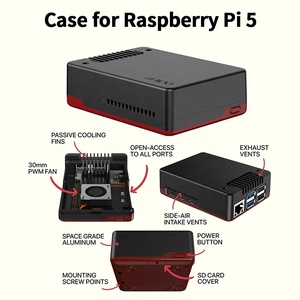 Argon NEO 5 casing untuk Raspberry <span class=keywords><strong>Pi</strong></span> 5 aluminium pendingin Aktif Pasif & ABS penutup casing hitam merah dengan 30mm kipas PWM untuk RPi 5 - Product Image 3