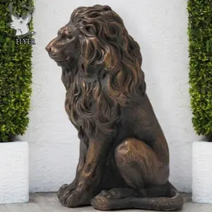 Tallas de animales modernas personalizadas, estatuas de León de latón de tamaño real de metal fundido, escultura de León de bronce para exteriores