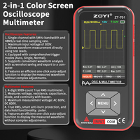 ZOYI ZT-701 osiloskop Digital Bandwidth Multimeter, pengukur AVO Multitester 5MHZ saluran 2 in 1