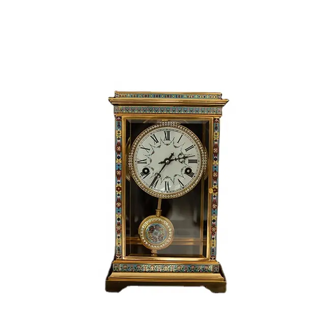 Luxury gold bronze grandfather clock royal crystal standing bell antique chinese hourly clock pendulum