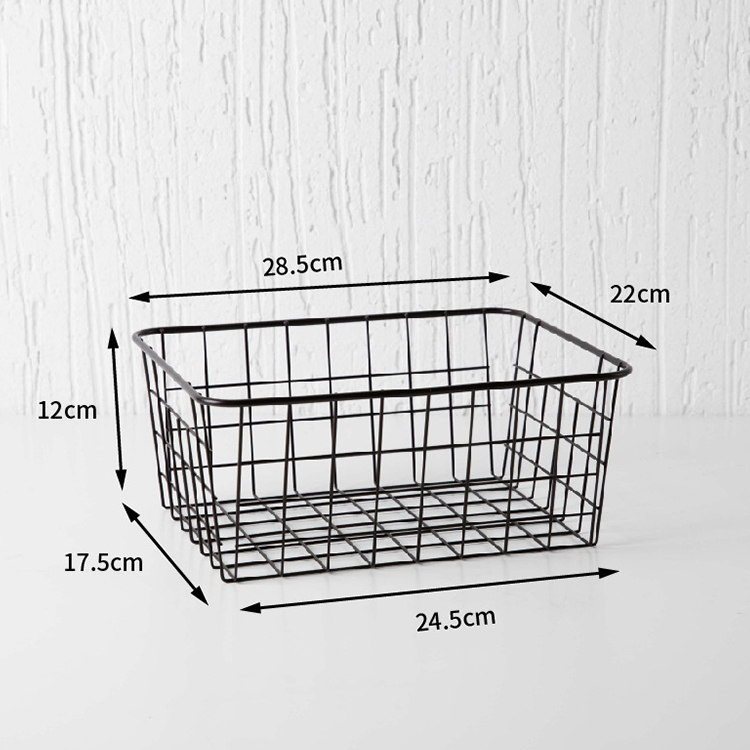 Custom iron metal storage basket stand wire storage organizer basket for home office