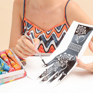 Tùy Chỉnh Hình Xăm Tạm Thời <span class=keywords><strong>Stencil</strong></span> Đen Henna Dán Long Lanh Nón Cơ Thể Không Thấm Nước Hình Xăm Sticker Ấn Độ Phong Cách Làm Giấy Trắng - Product Image 1