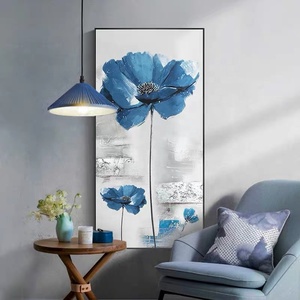 Decoración para Sala de Estar, Pintura <span class=keywords><strong>al</strong></span> Óleo 100% Pintada a Mano, <span class=keywords><strong>Flores</strong></span> Azules, Moderna, Abstracta, Grande, Cuadro Moderno de <span class=keywords><strong>Flores</strong></span> - Product Image 2