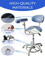 Chaise ergonomique de dentiste avec accoudoirs, tabouret de dentiste pivotant réglable en hauteur