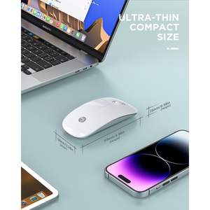 Souris sans fil Rapique ultra-mince 1600 DPI, double mode, clic silencieux, portable, récepteur USB blanc, câble Type-C, 1 pile AA - Product Image 5