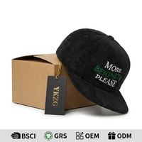 Gorra de Béisbol de 5 Paneles de Pana de Primera Calidad, Logotipo Bordado Personalizado, Visera Plana Sin Estructura, Gorra Retro para Hombre con Caja