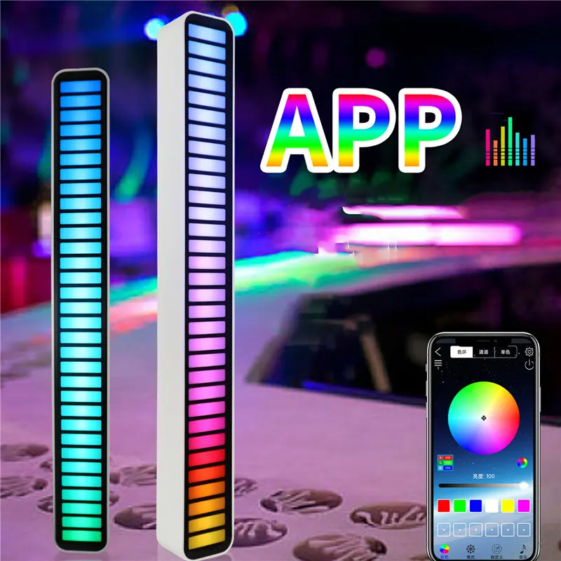Pikap ritim usb'li şerit LED ışık ses APP kontrol müzik atmosfer ışığı RGB renkli tüp enerji tasarruflu lamba ortam ışığı
