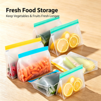 Sacs de conservation alimentaire réutilisables en PEVA, sacs refermables en silicone avec fermeture éclair pour fruits, légumes, viande, restes, qualité alimentaire, adaptés au congélateur