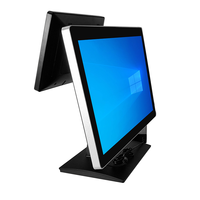 Terminal de caisse tactile capacitif à double écran de 18,5 pouces pour restaurant, système POS Windows 10 Linux pour supermarché